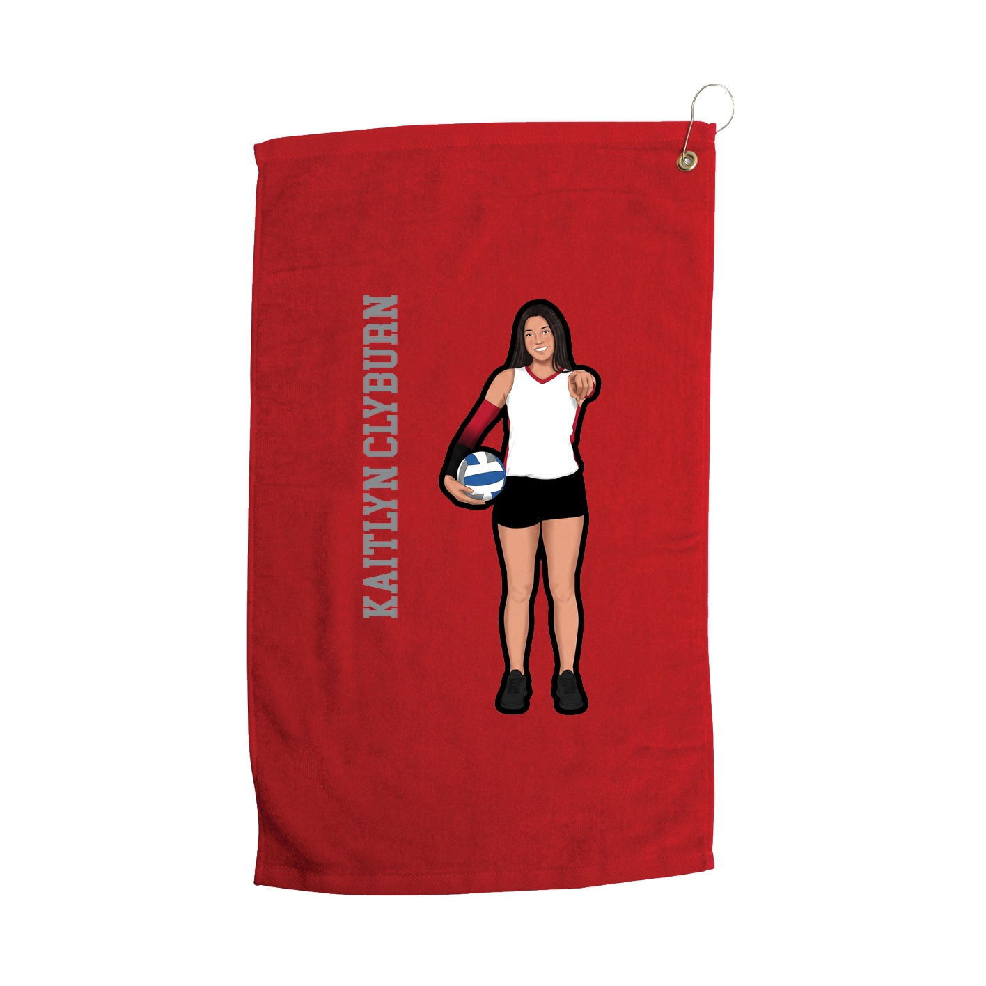 Golf Towel — Name Vertical in Red
