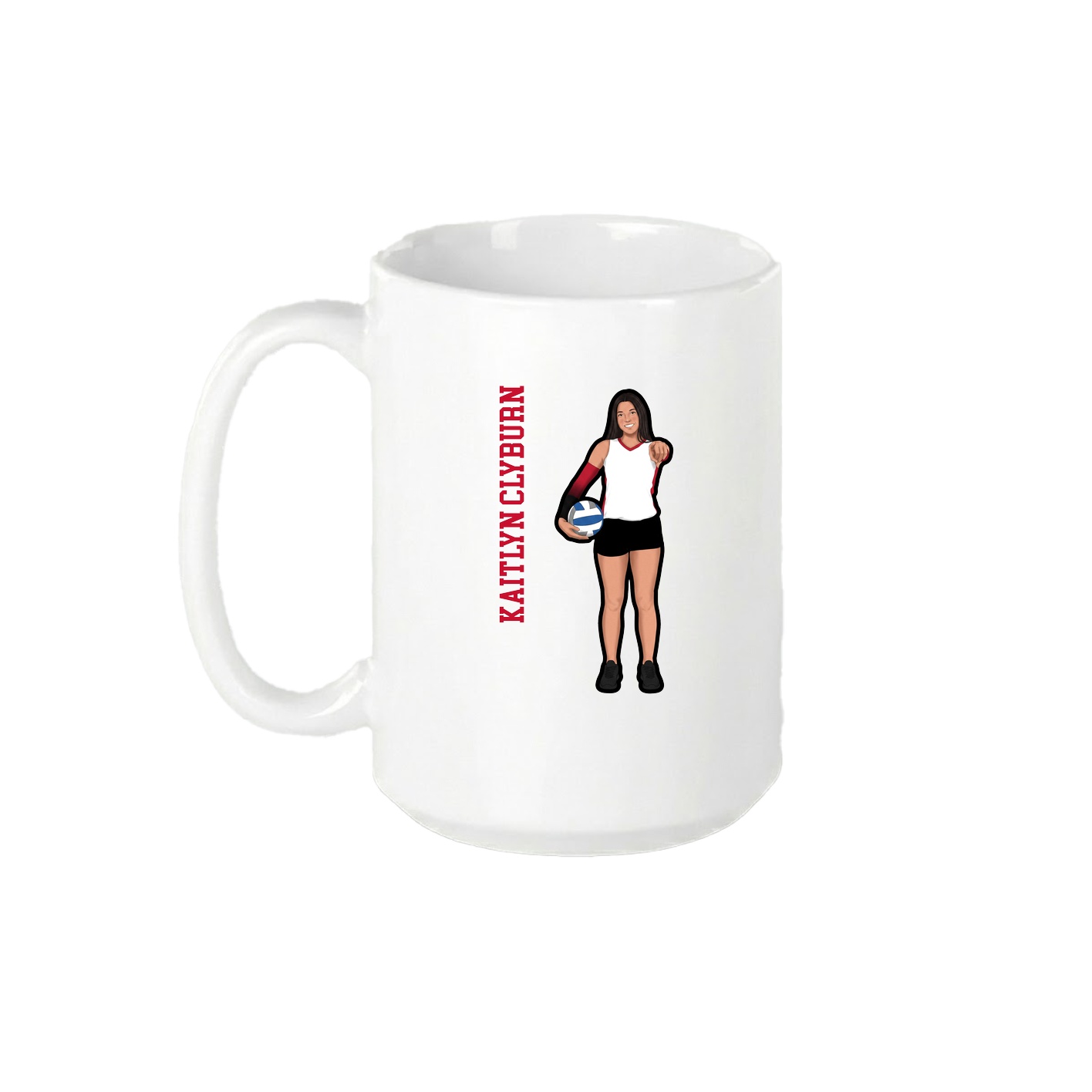 15oz Coffee Mug — Name Vertical in White