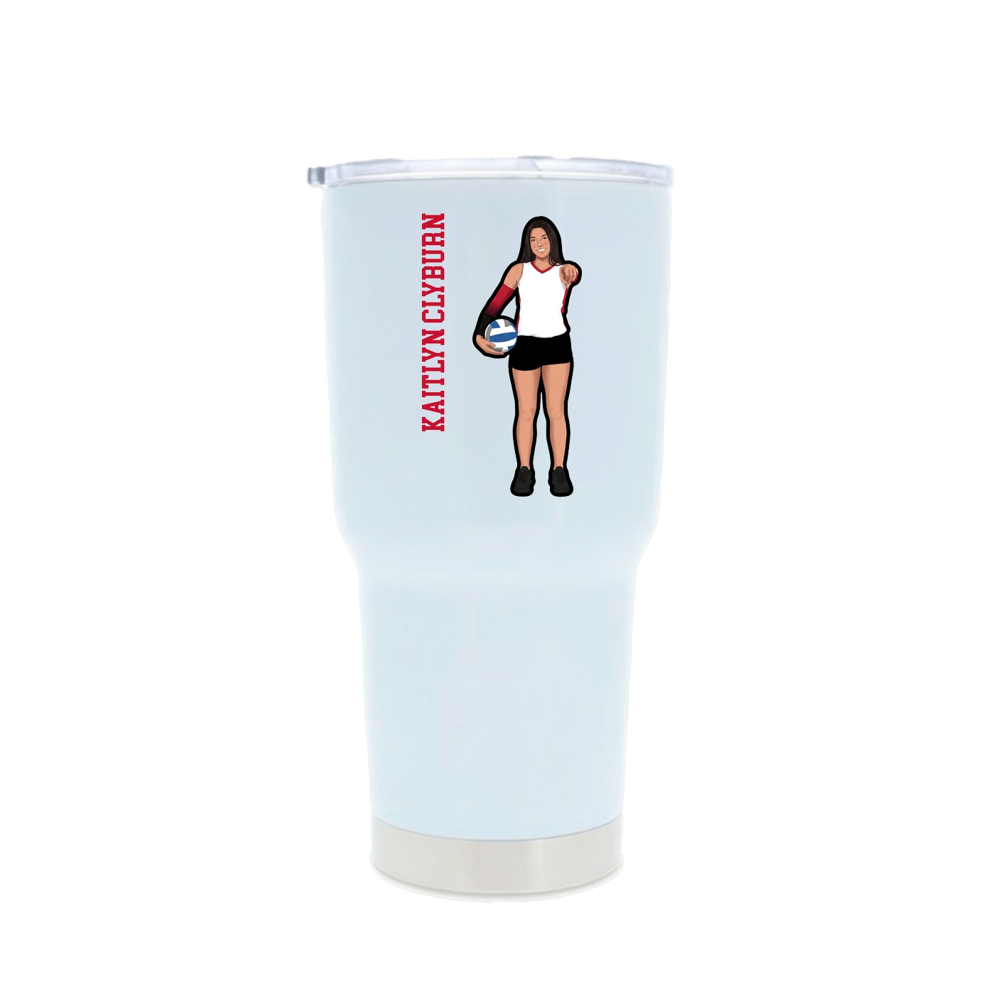 30oz Stainless Steel Tumbler — Name Vertical in White