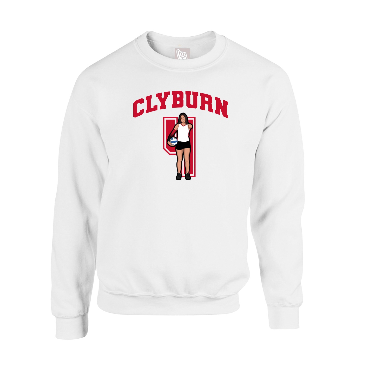 Fleece Crew — Number in White