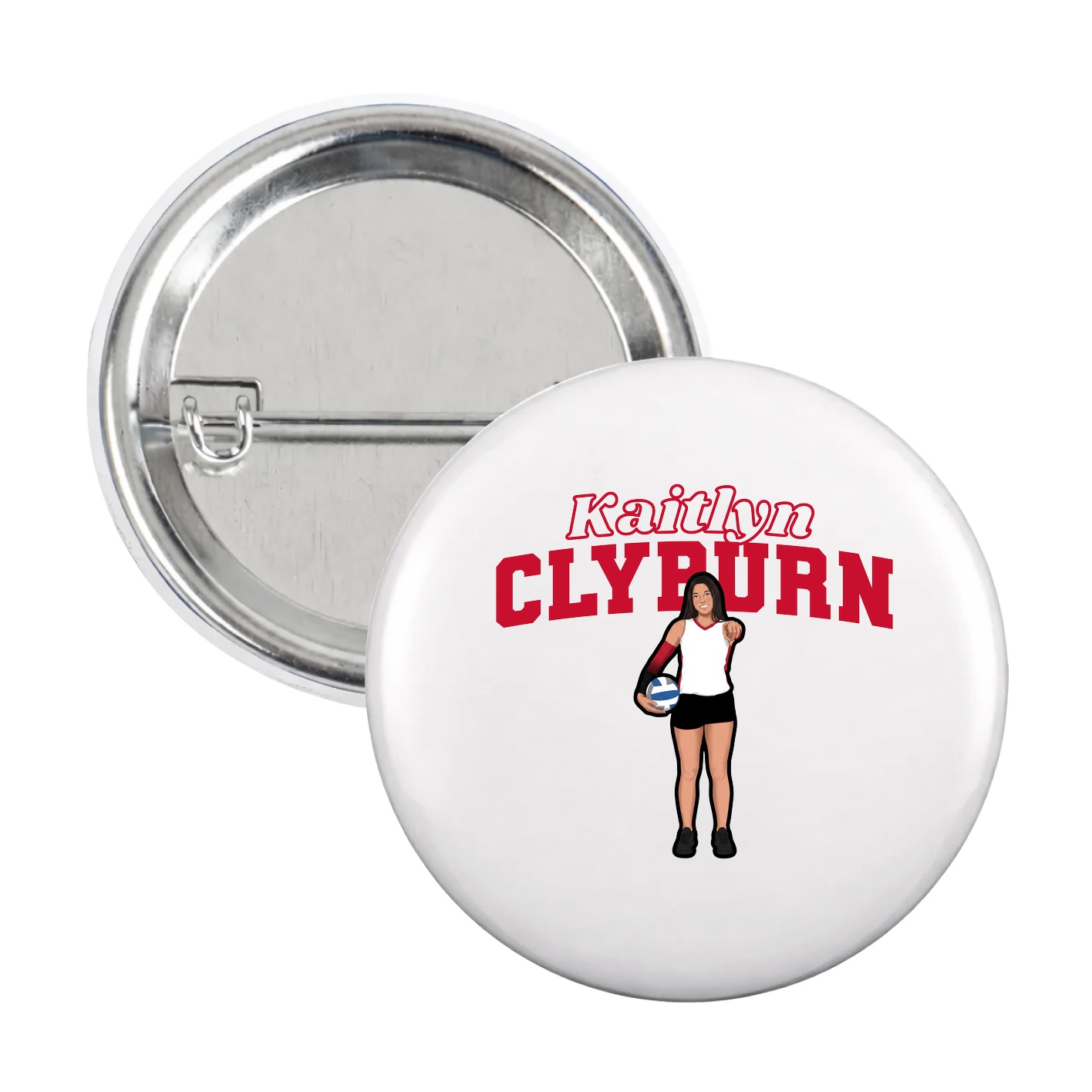 Game Day Button — Name Arch in White