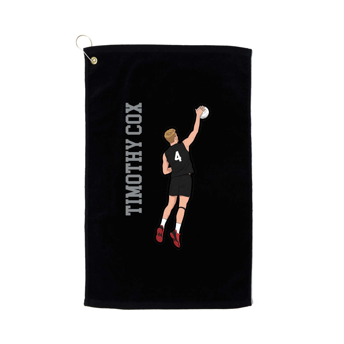 Golf Towel — Name Vertical in Black