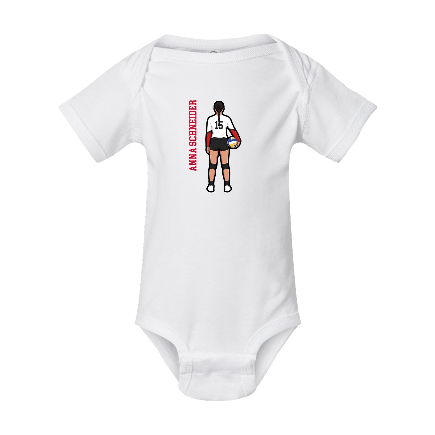 Baby Onesie — Name Vertical in White