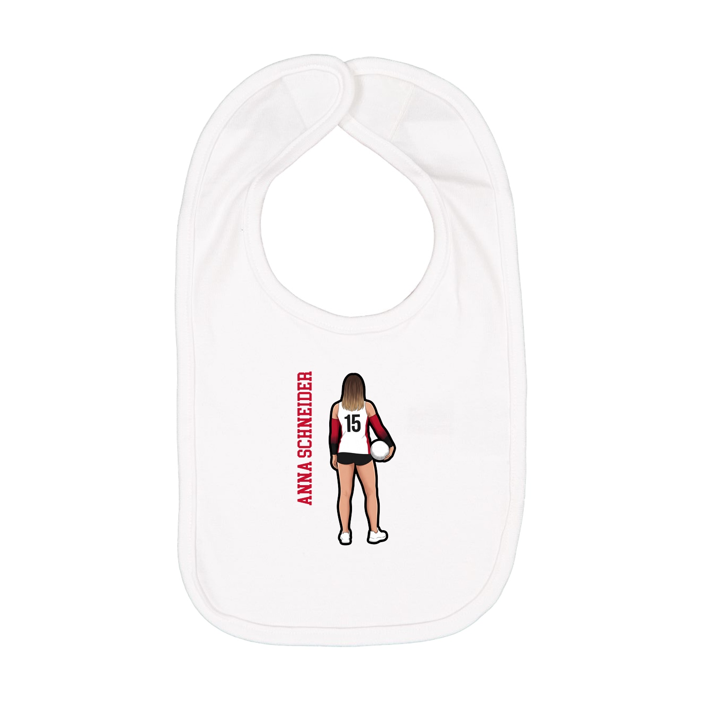 Infant Bib — Name Vertical in White