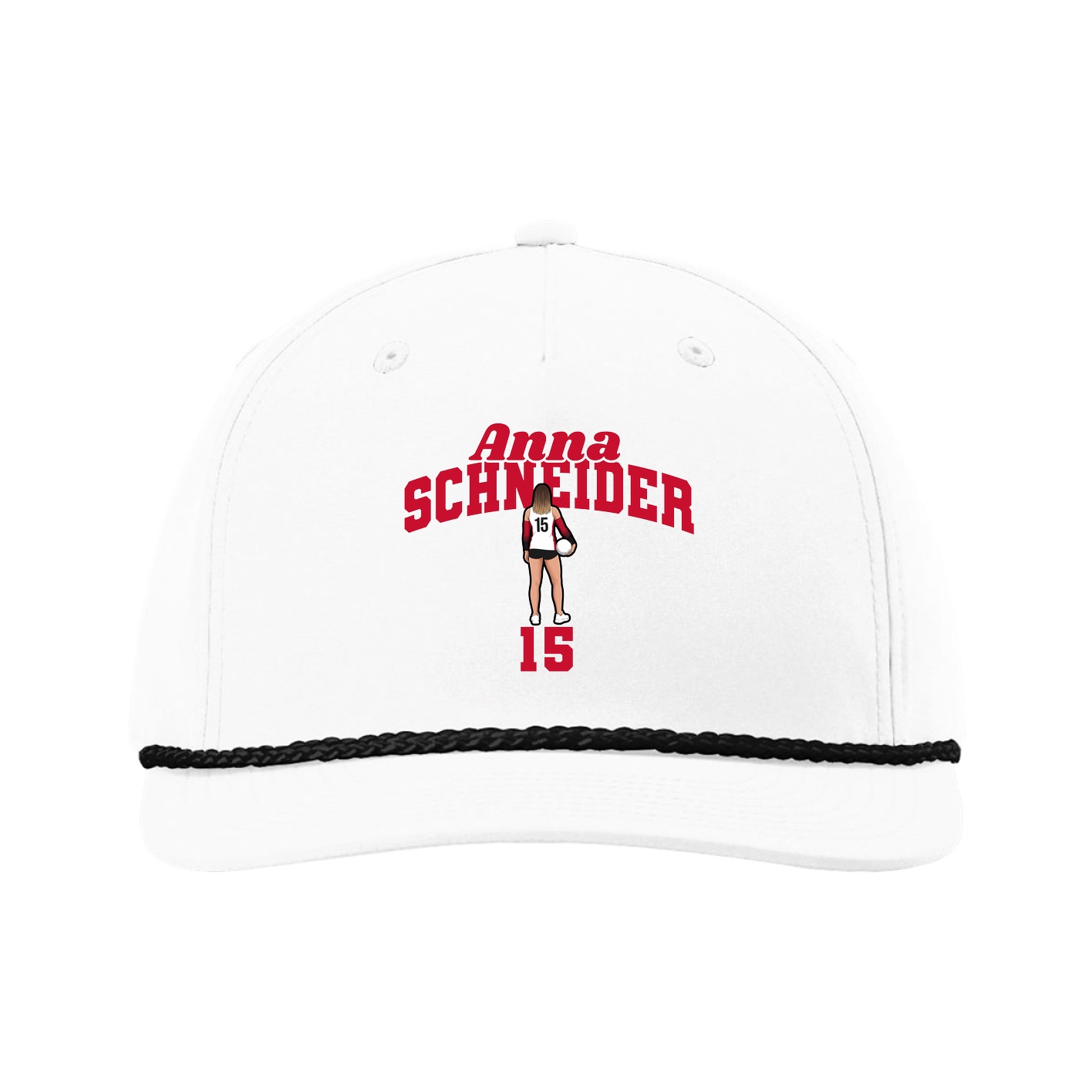 Five-Panel Classic Rope Cap — Signature Arch in White