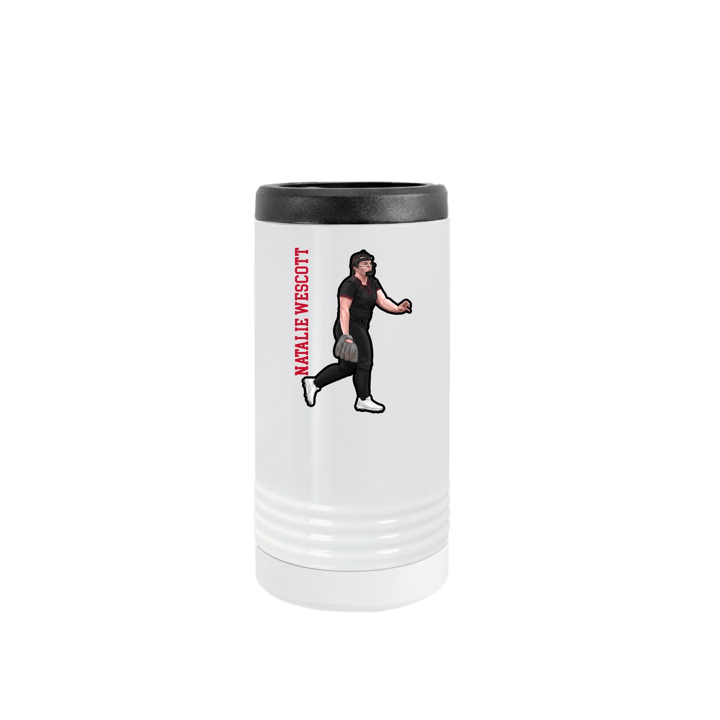 Slim Beverage Holder — Name Vertical in White