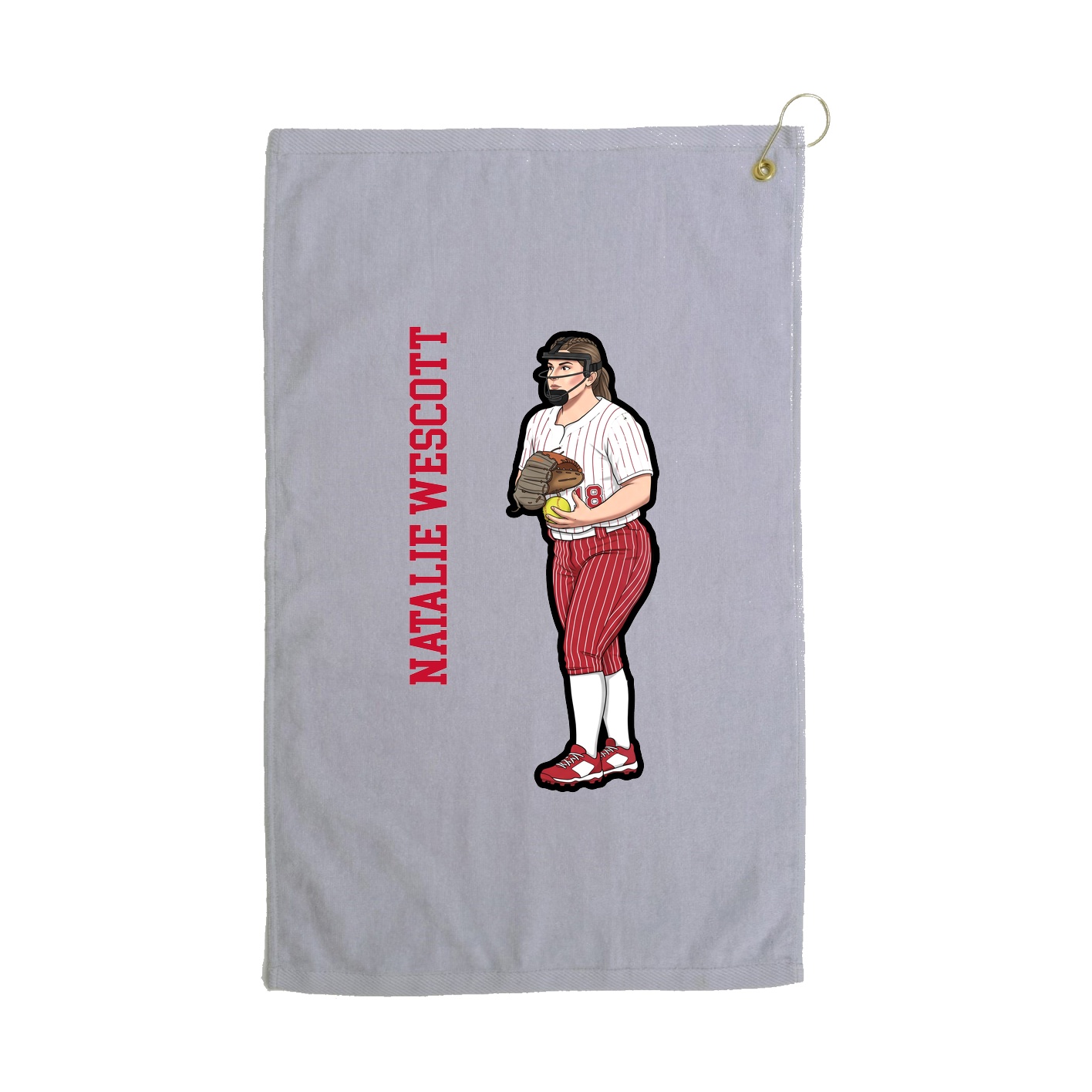 Golf Towel — Name Vertical in Grey