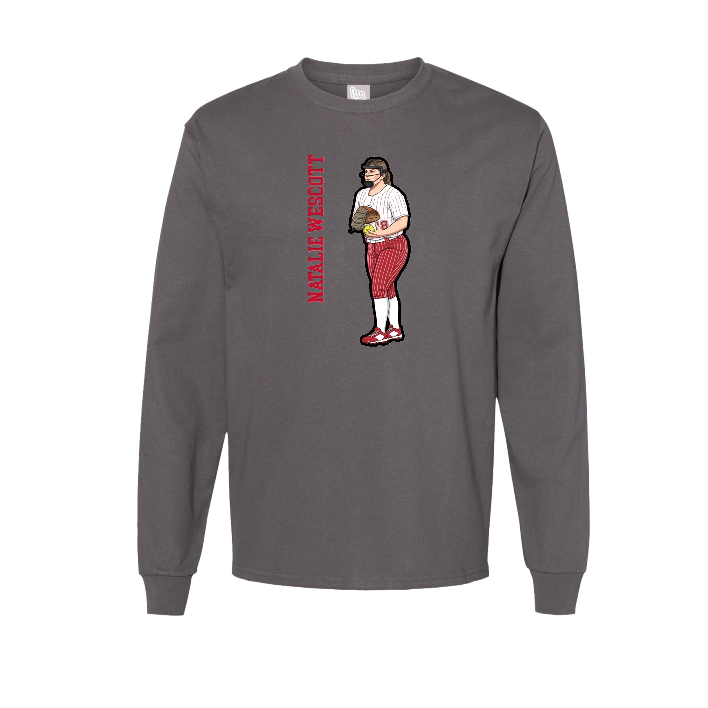 Long Sleeve Tee — Name Vertical in Grey