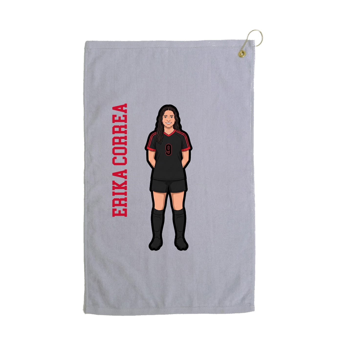 Golf Towel — Name Vertical in Grey