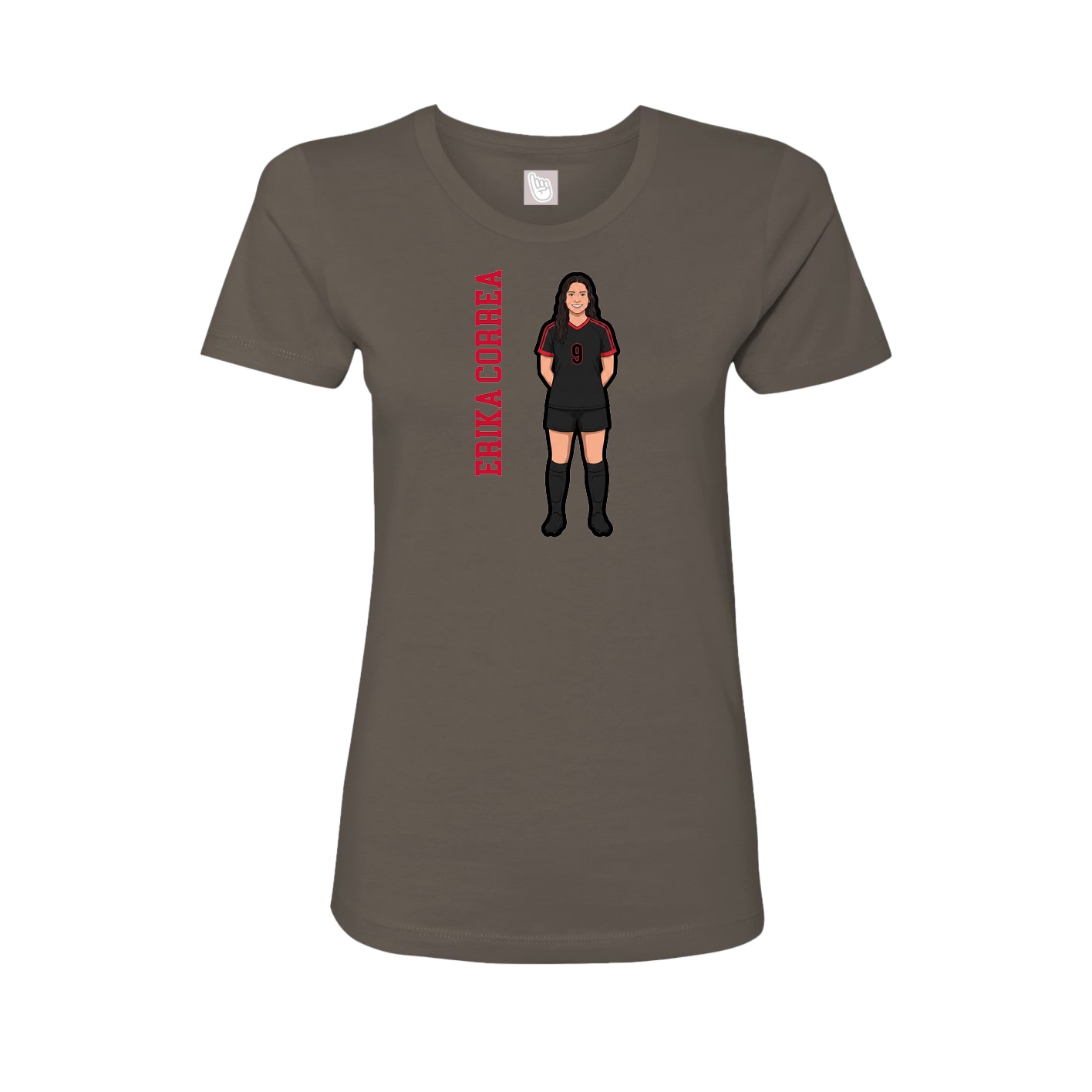 Fitted Women's Tee — Name Vertical in Grey