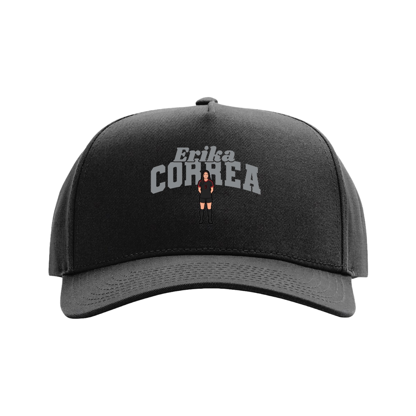 Full Fabric Five-Panel Champ Cap — Signature Arch in Black