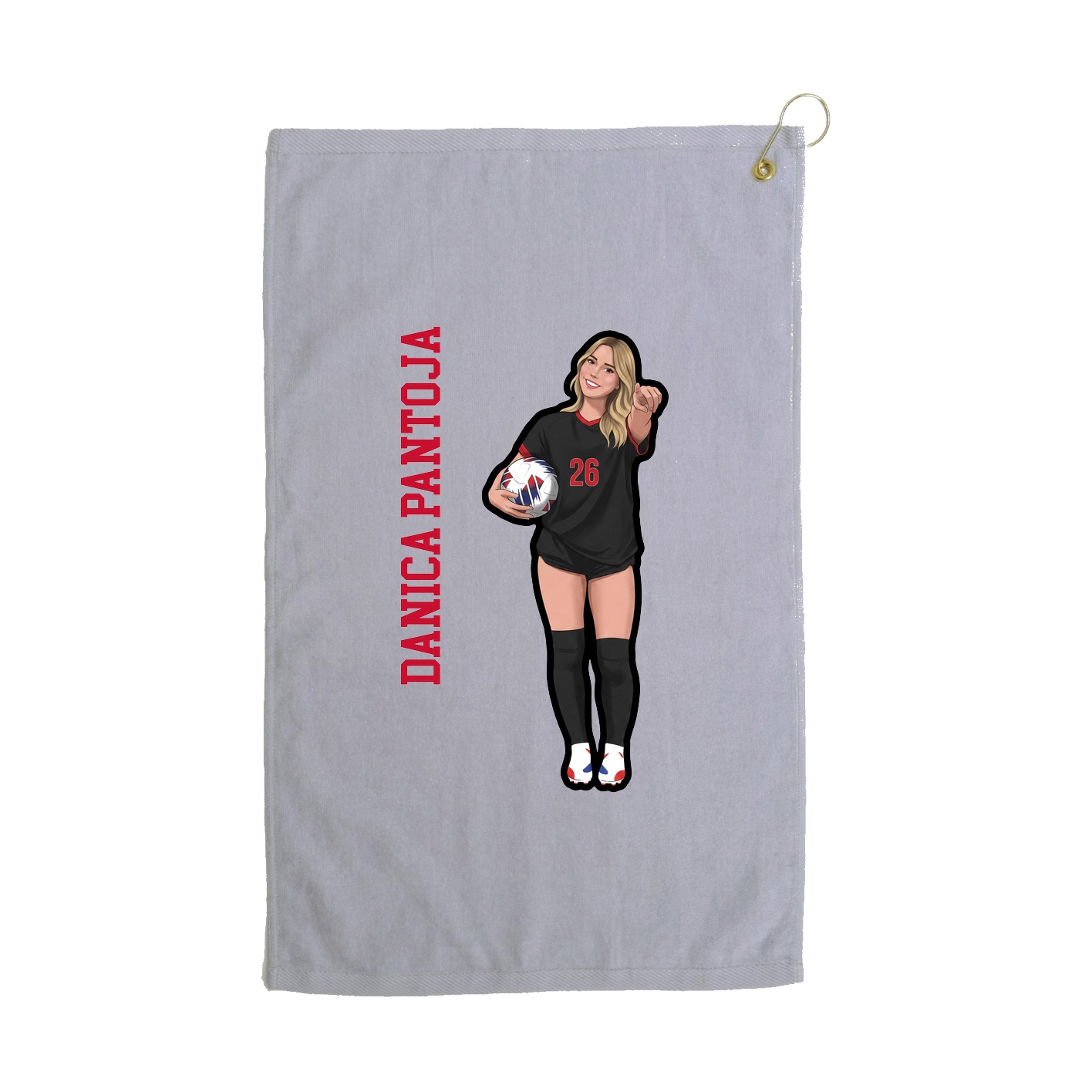 Golf Towel — Name Vertical in Grey