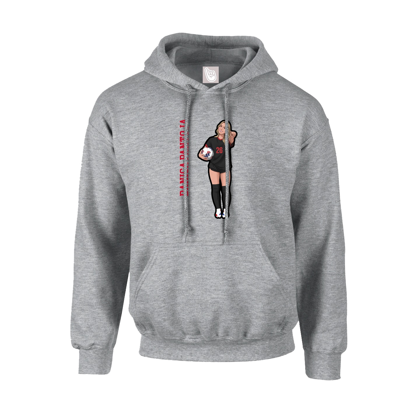 Youth Hoodie — Name Vertical in Grey