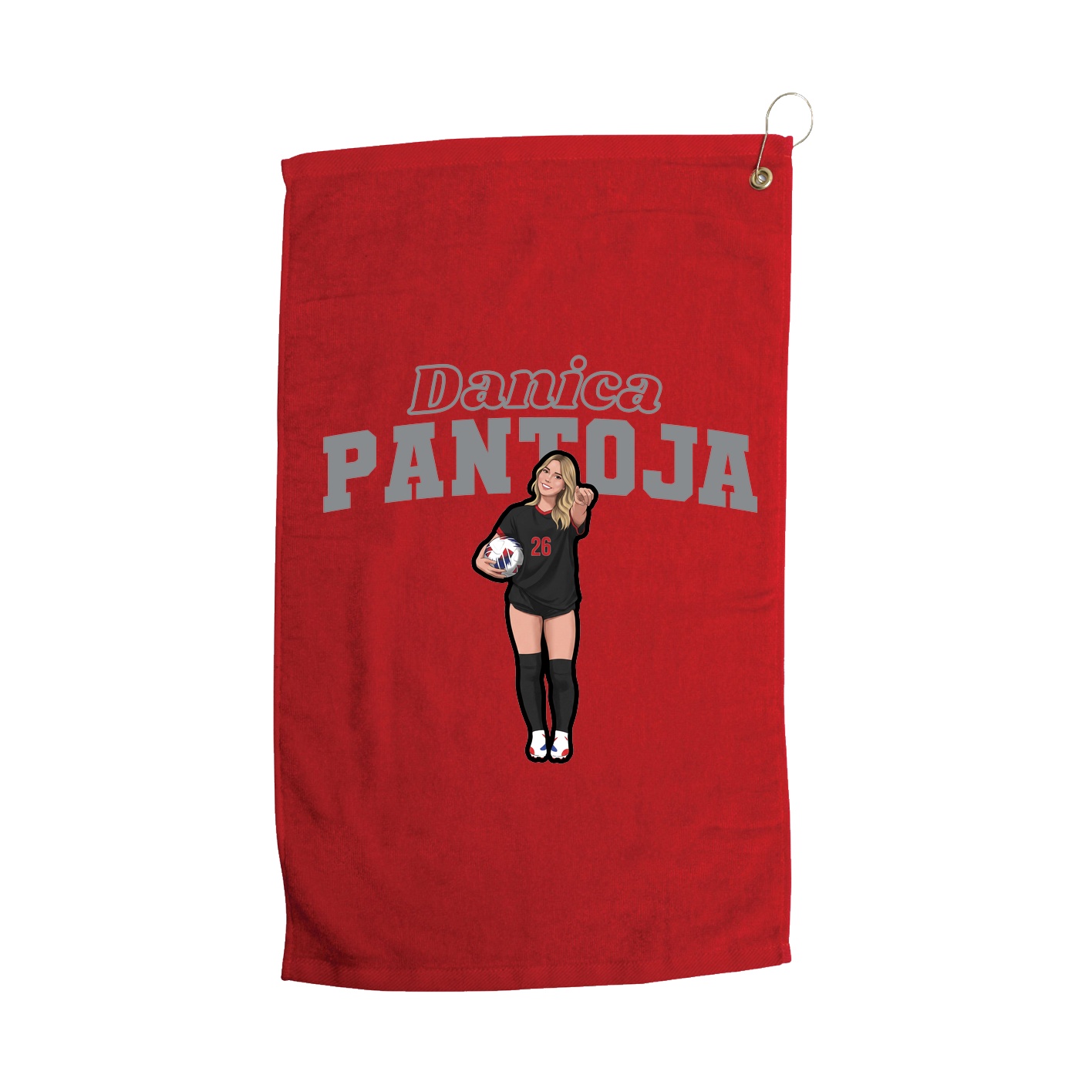 Golf Towel — Name Arch in Red