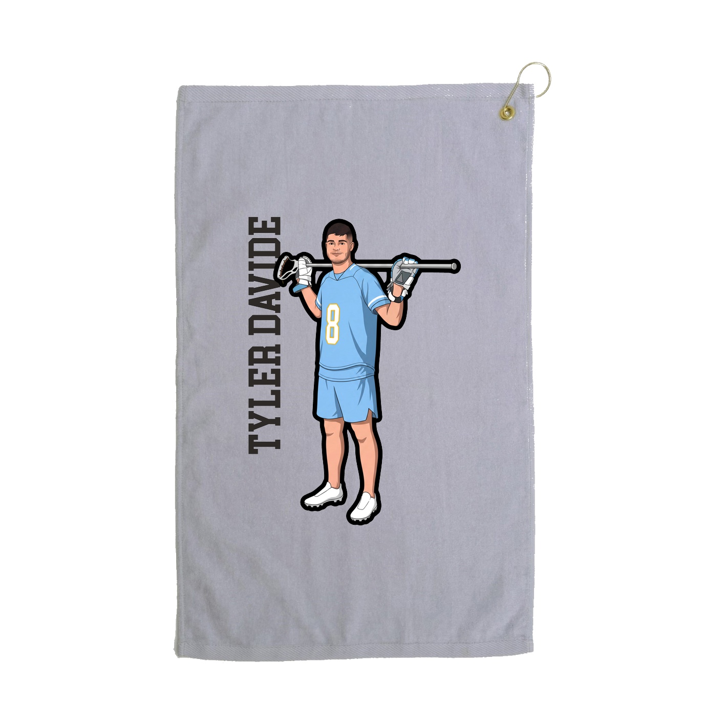 Golf Towel — Name Vertical in Grey