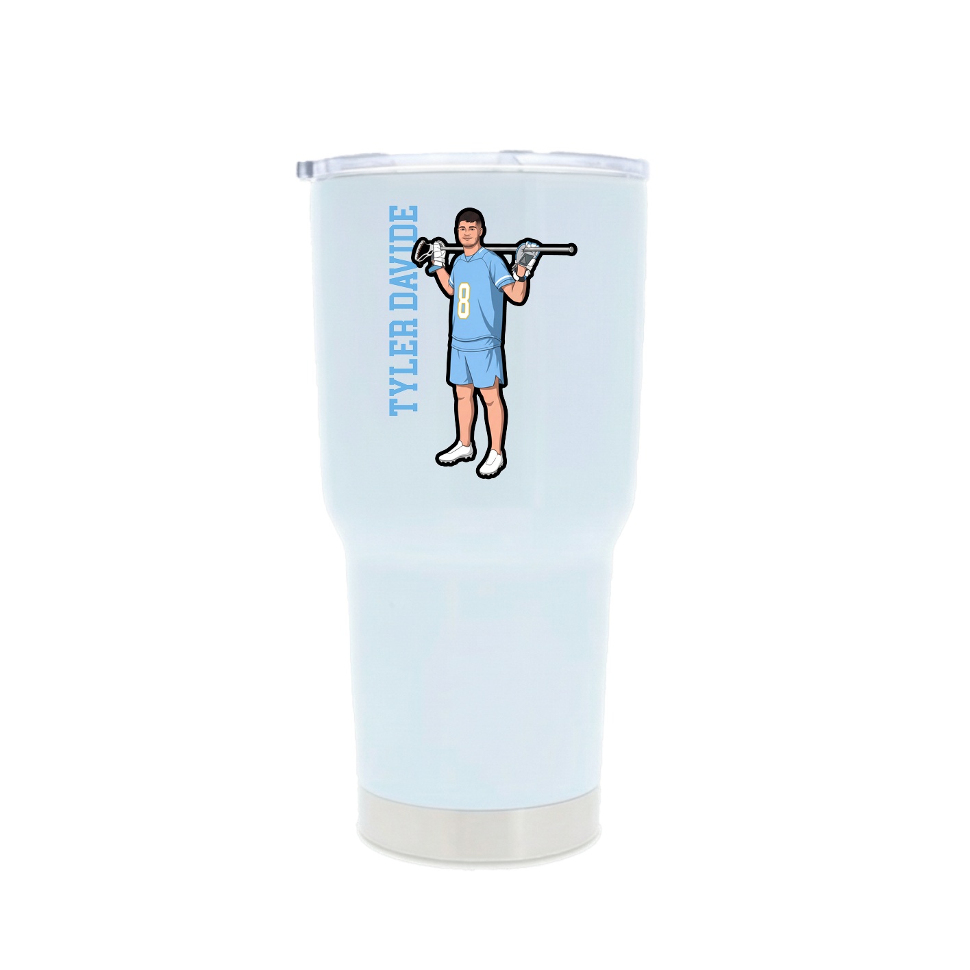30oz Stainless Steel Tumbler — Name Vertical in White