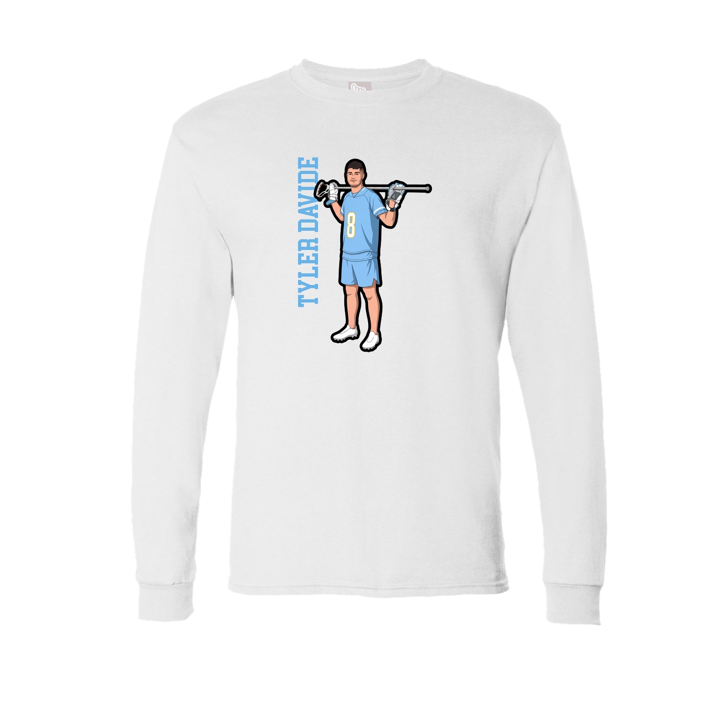 Long Sleeve Tee — Name Vertical in White