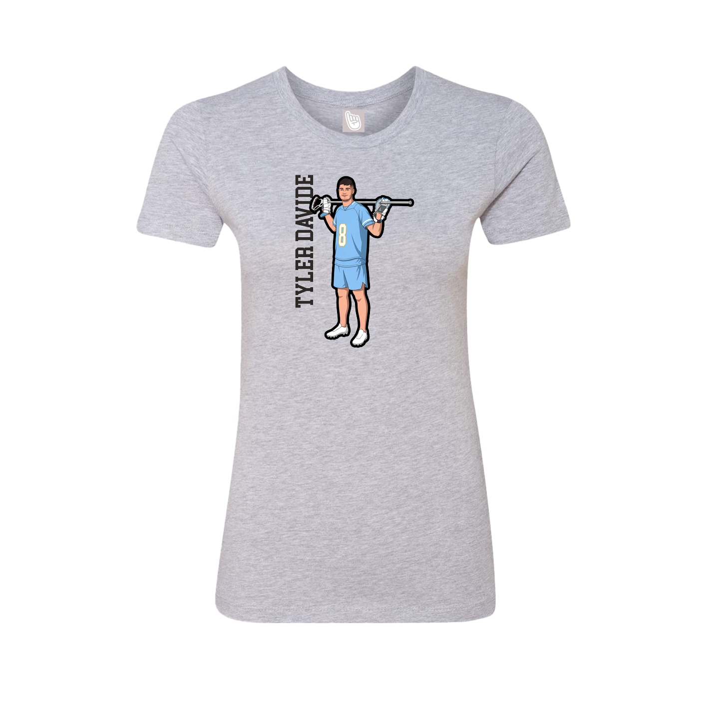 Fitted Women's Tee — Name Vertical in Grey