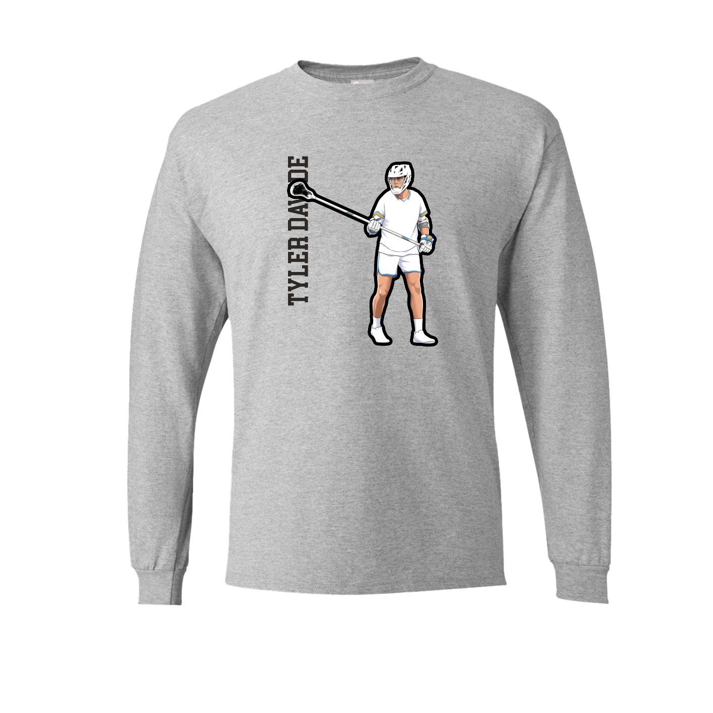 Long Sleeve Tee — Name Vertical in Grey