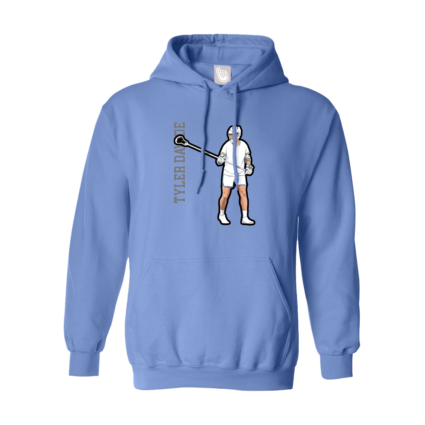 Youth Hoodie — Name Vertical in Powder Blue