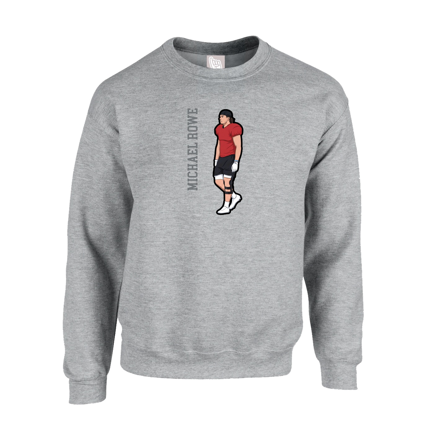 Fleece Crew — Name Vertical in Grey