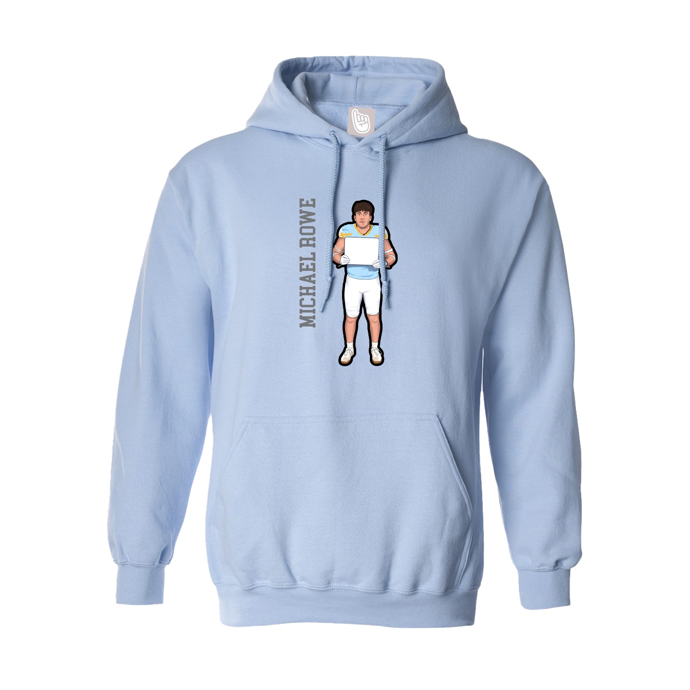 Hoodie — Name Vertical in Light Blue