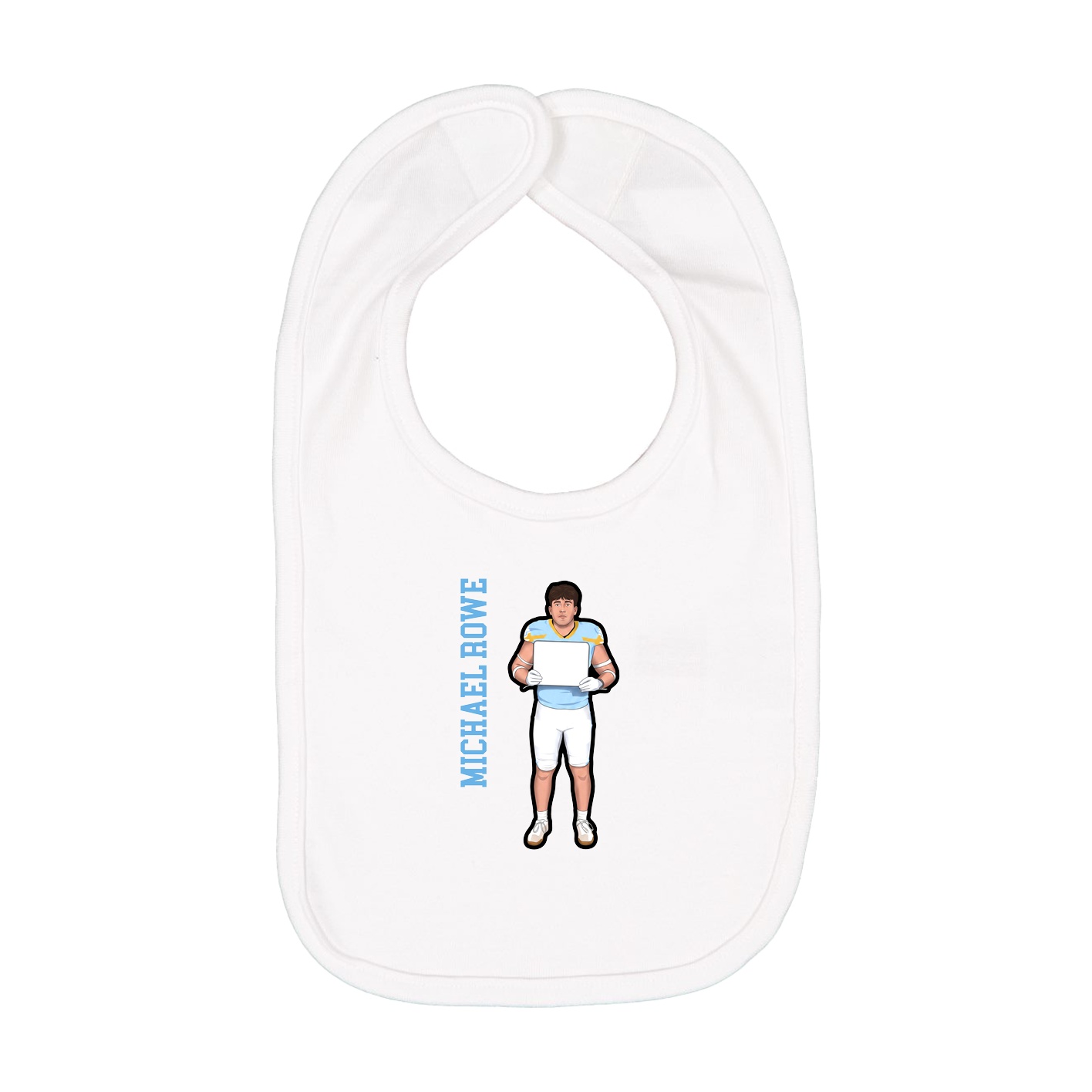 Infant Bib — Name Vertical in White