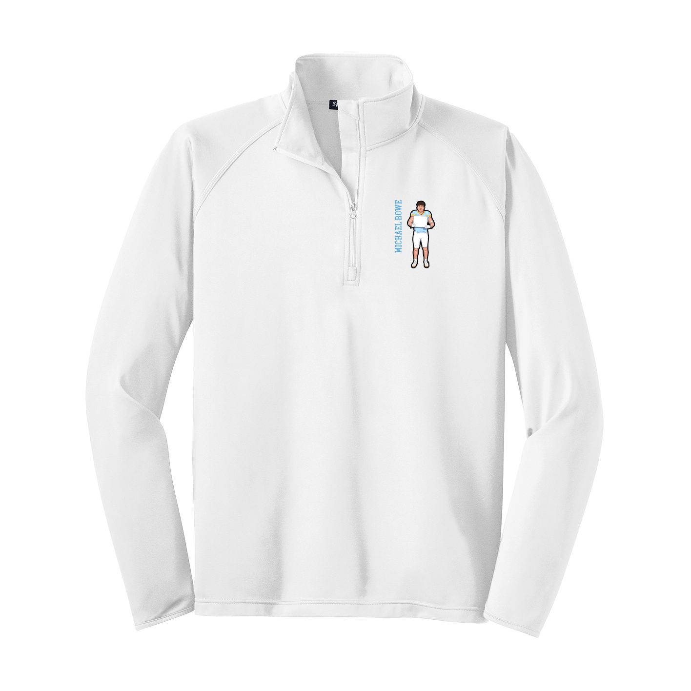 Q-Zip Pullover — Name Vertical in White