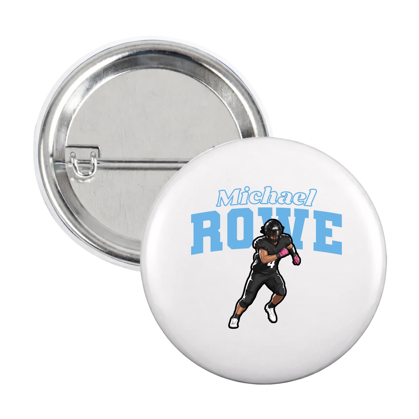 Game Day Button — Name Arch in White