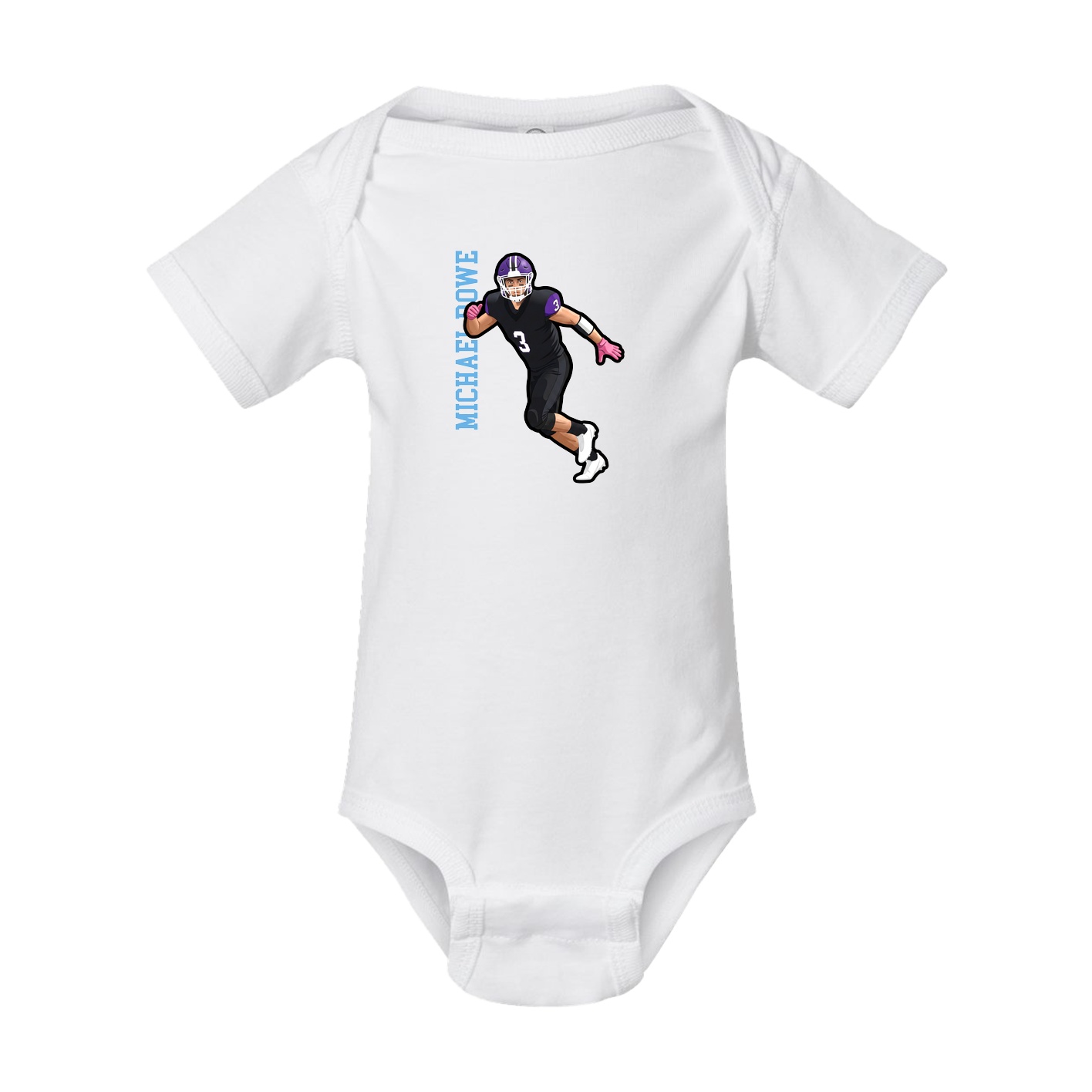 Baby Onesie — Name Vertical in White