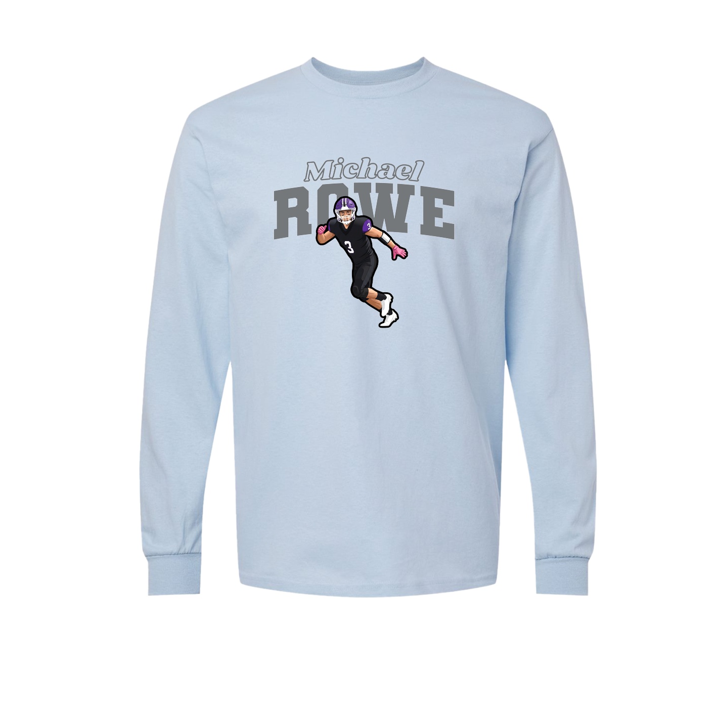 Long Sleeve Tee — Name Arch in Light Blue