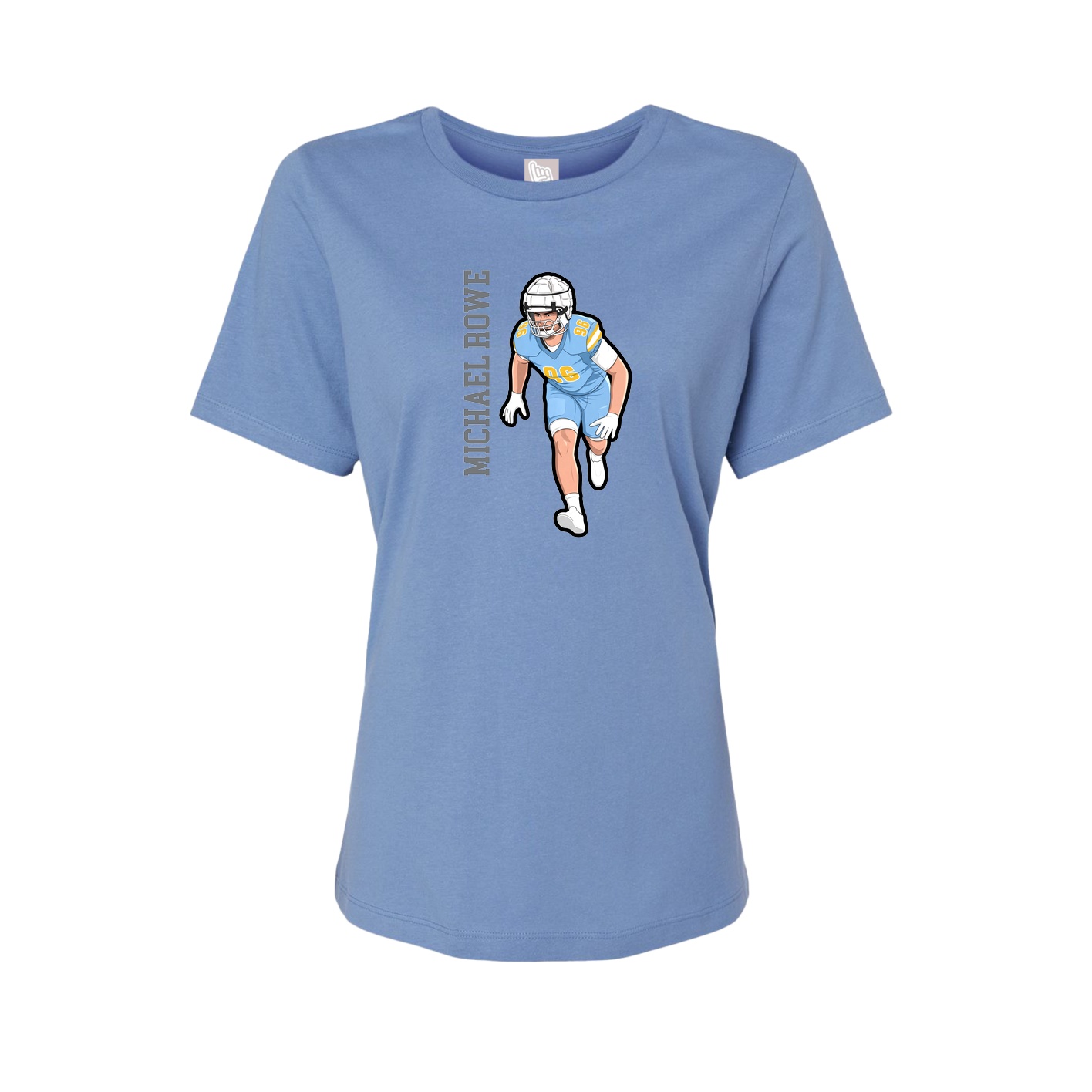 Fitted Women's Tee — Name Vertical in Powder Blue