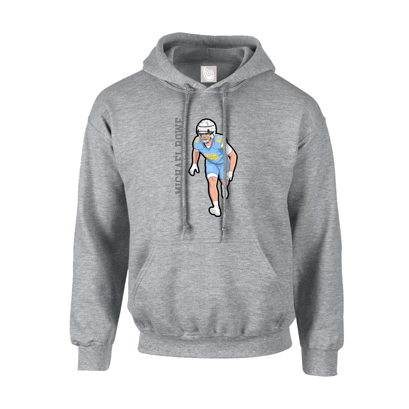 Hoodie — Name Vertical in Grey