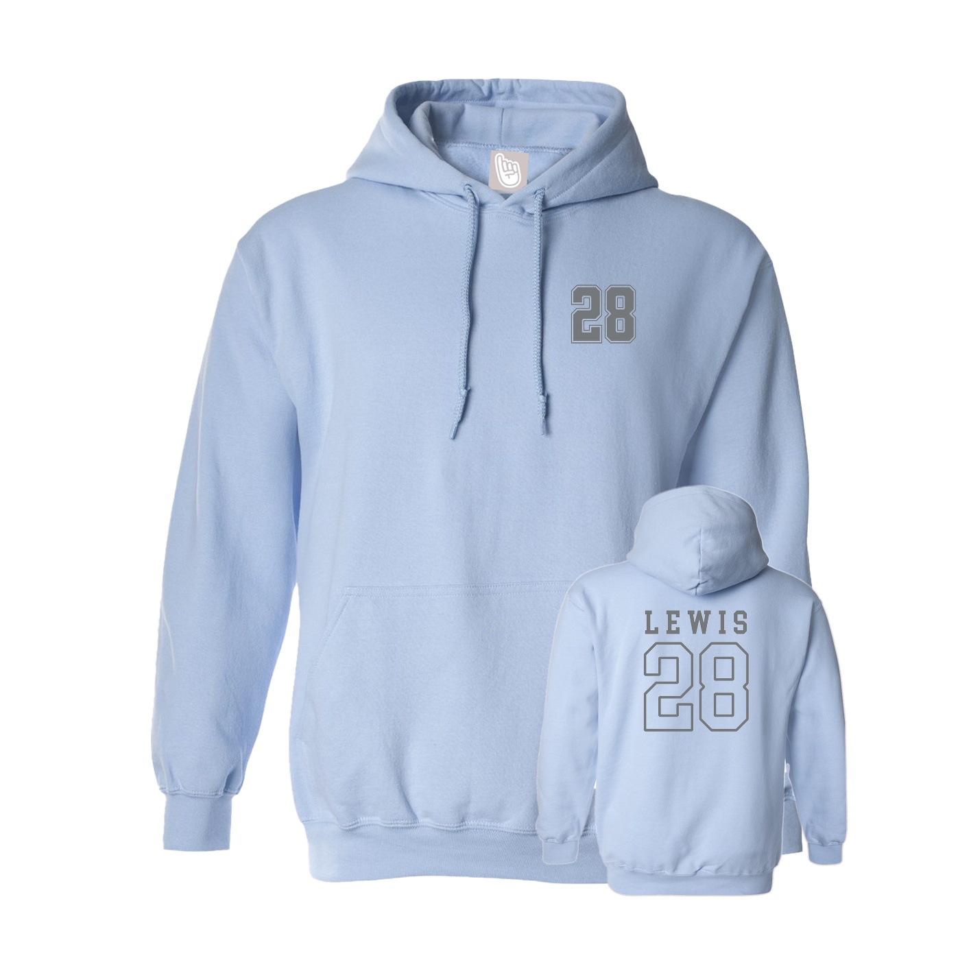 Hoodie — Chest Back in Light Blue