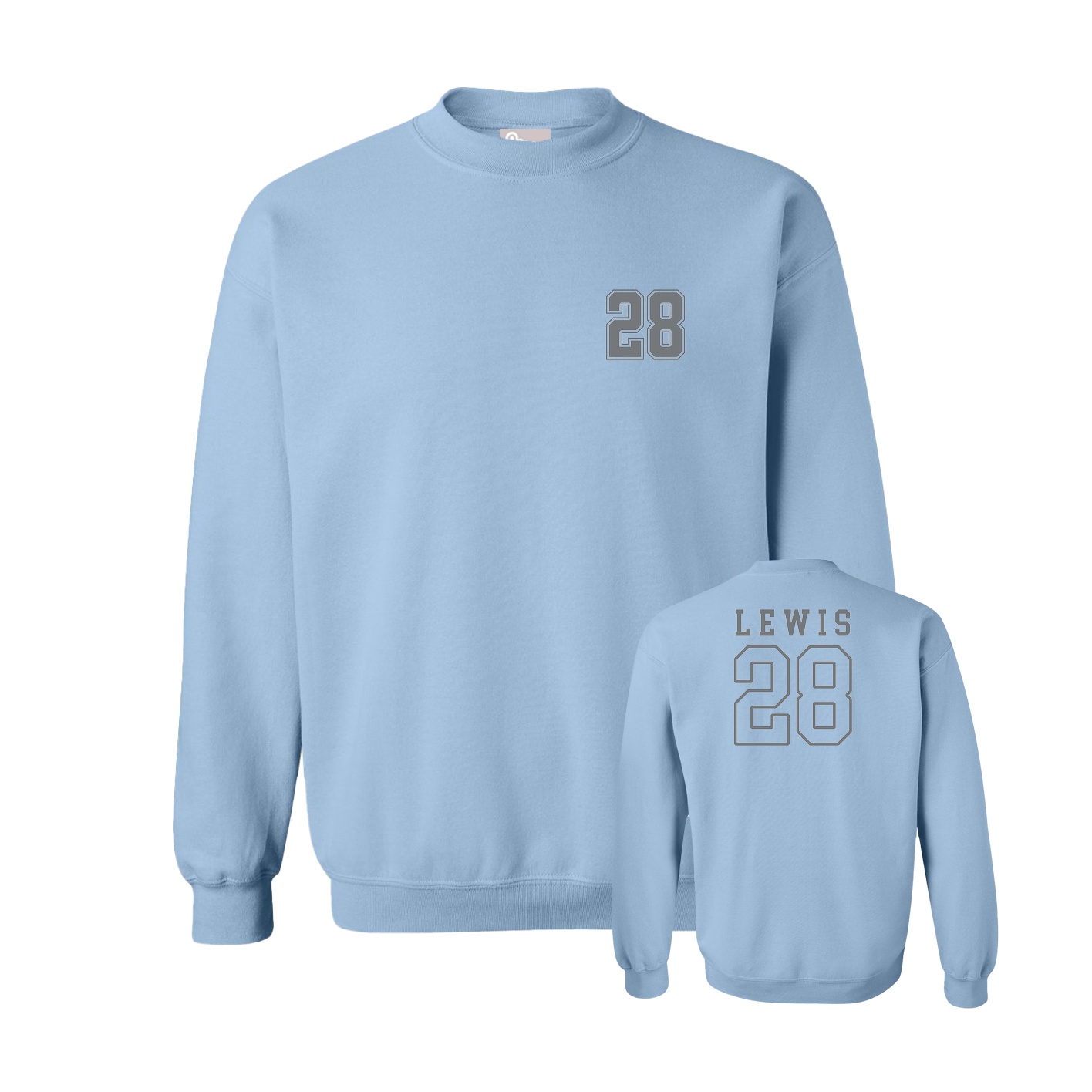 Fleece Crew — Chest Back in Light Blue