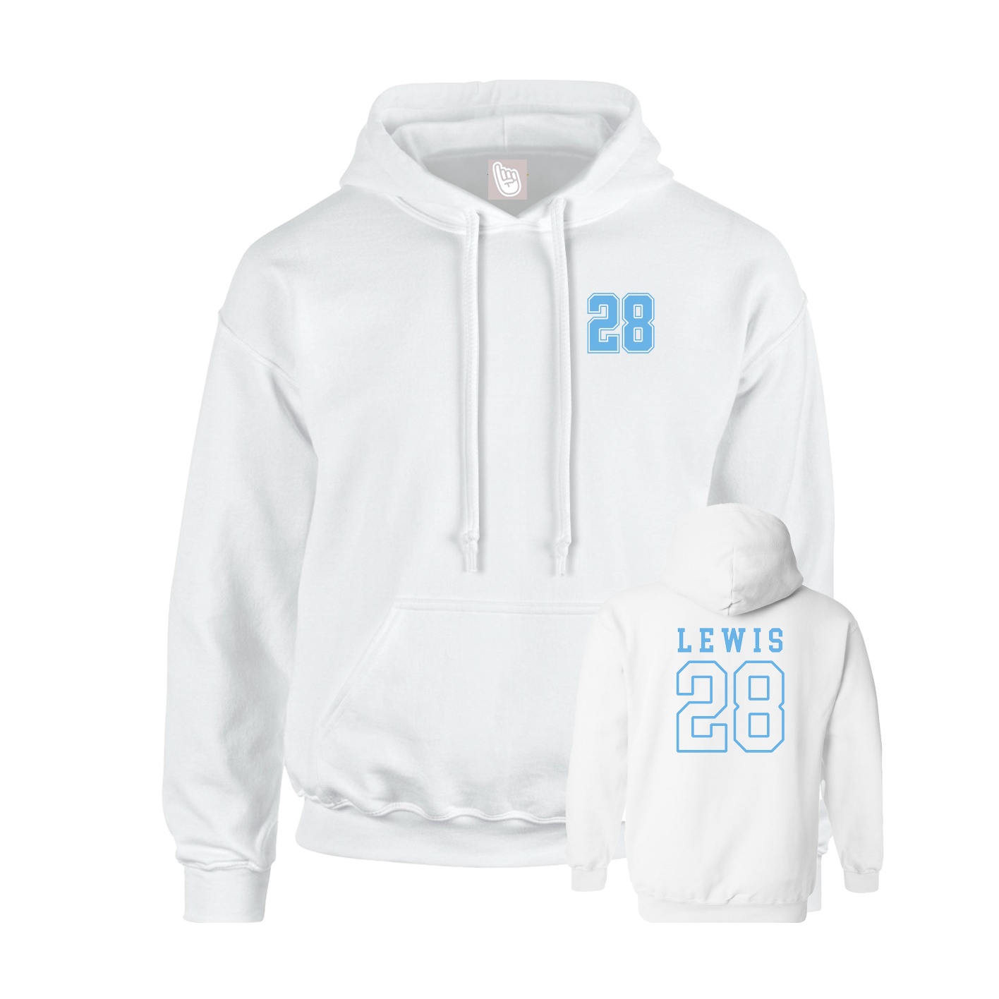 Youth Hoodie — Chest Back in White