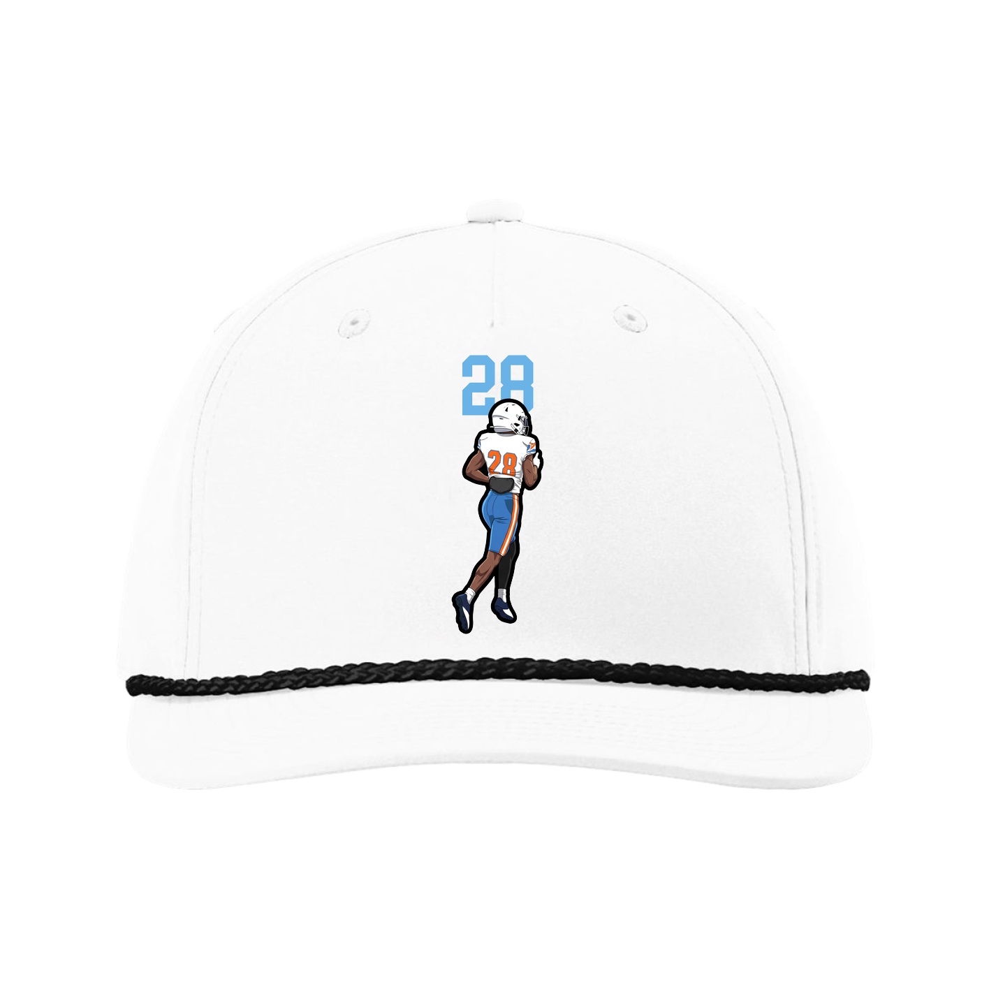 Five-Panel Classic Rope Cap — Number Top in White