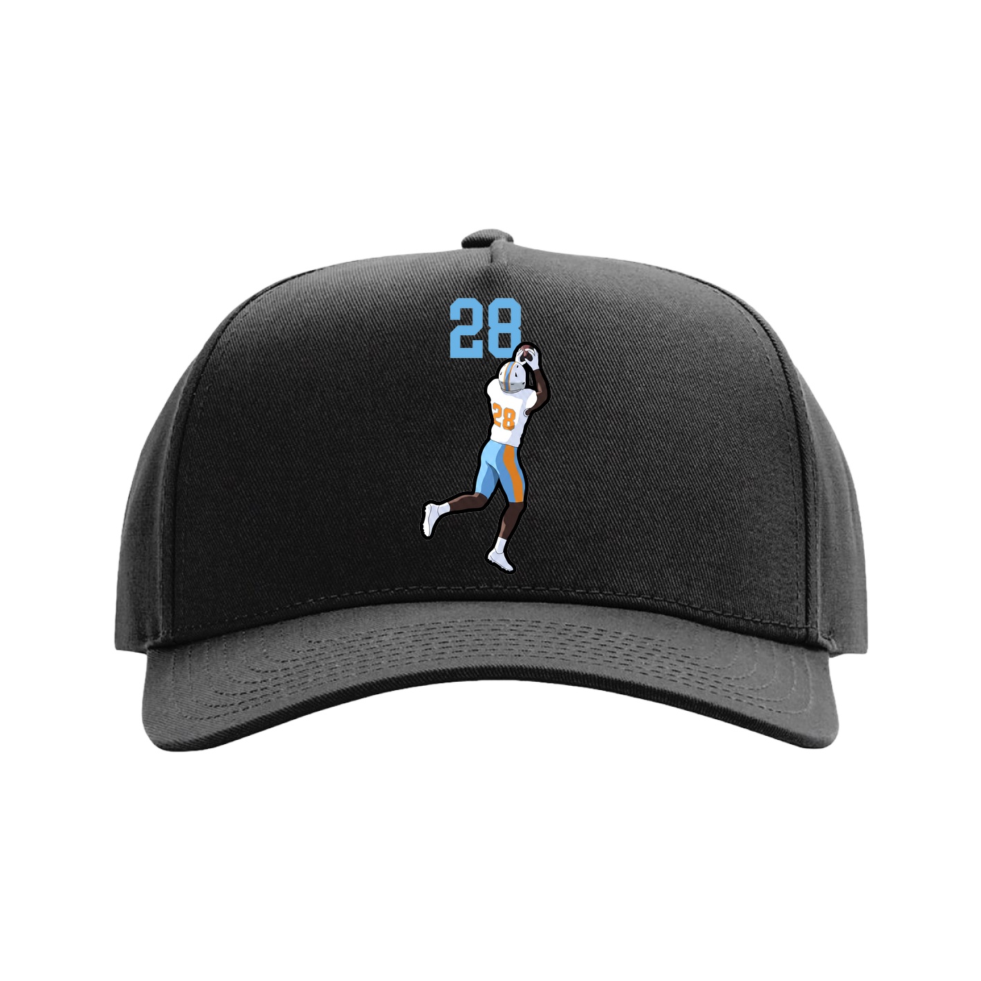 Full Fabric Five-Panel Champ Cap — Number Top in Black