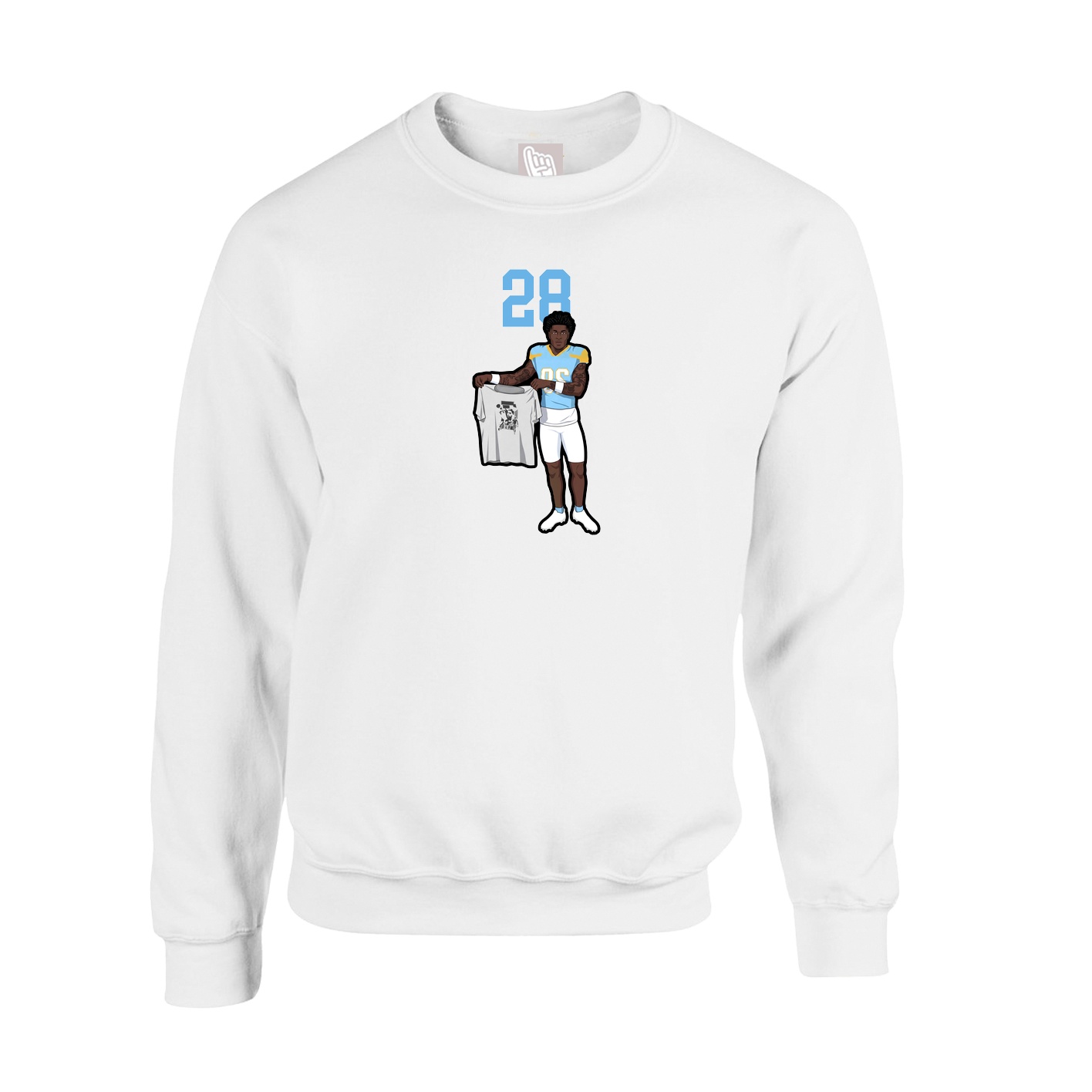 Fleece Crew — Number Top in White