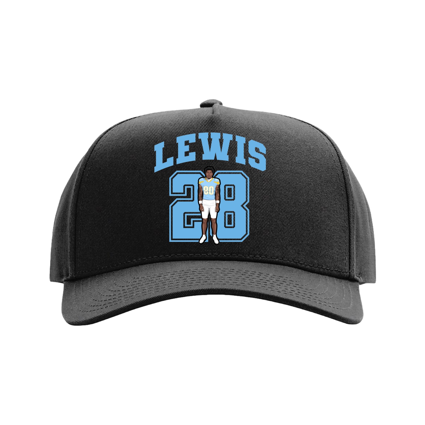Full Fabric Five-Panel Champ Cap — Number in Black