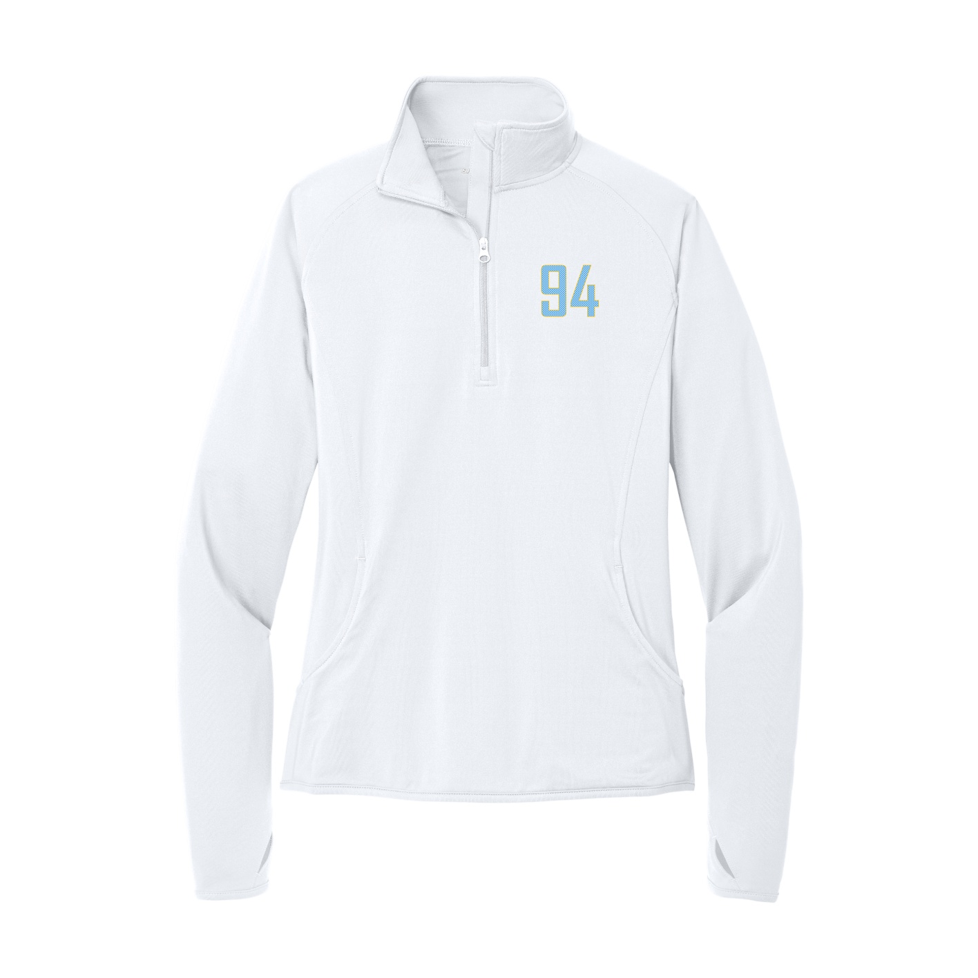 Women's Q-Zip Pullover — Front Shirsy in White