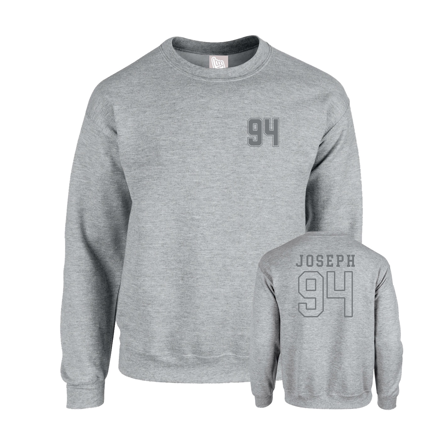 Fleece Crew — Chest Back in Grey