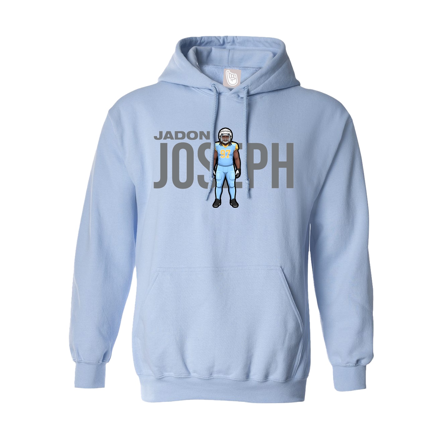 Hoodie — Player Name in Light Blue