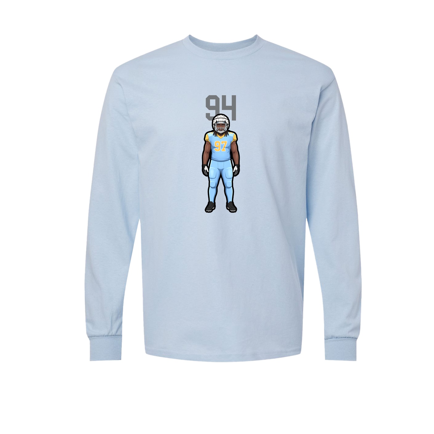 Long Sleeve Tee — Number Top in Light Blue