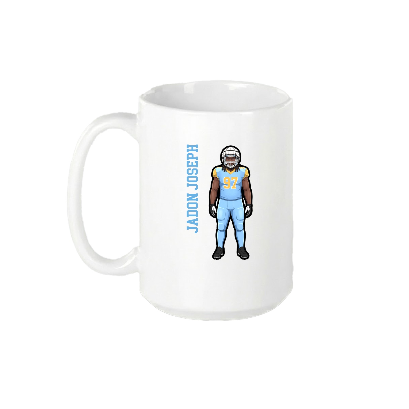15oz Coffee Mug — Name Vertical in White