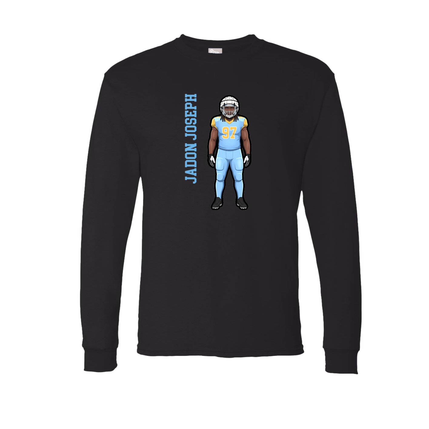 Long Sleeve Tee — Name Vertical in Black