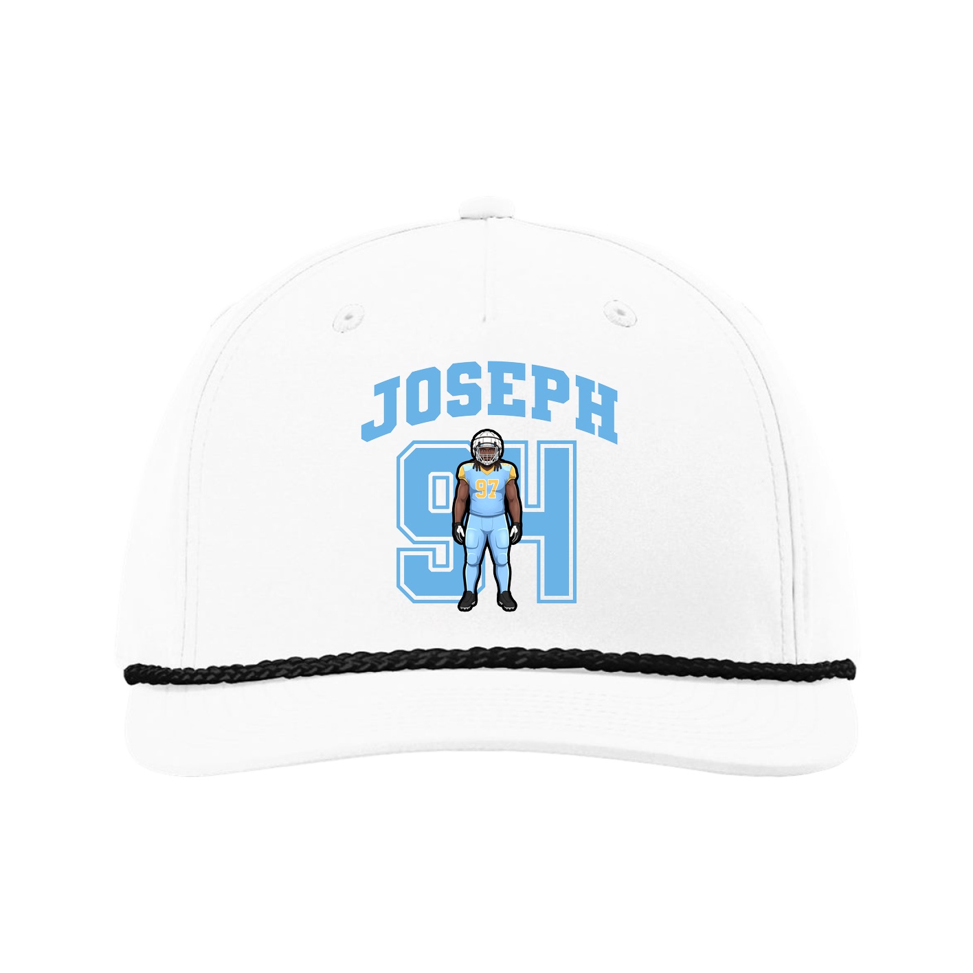 Five-Panel Classic Rope Cap — Number in White