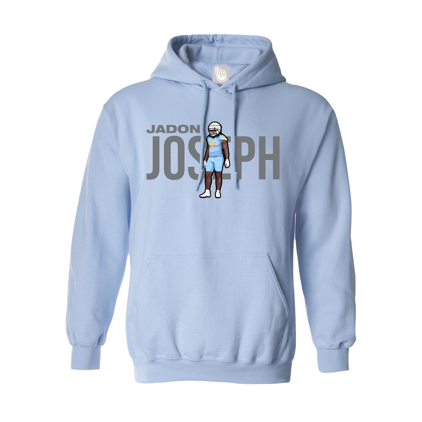 Hoodie — Player Name in Light Blue