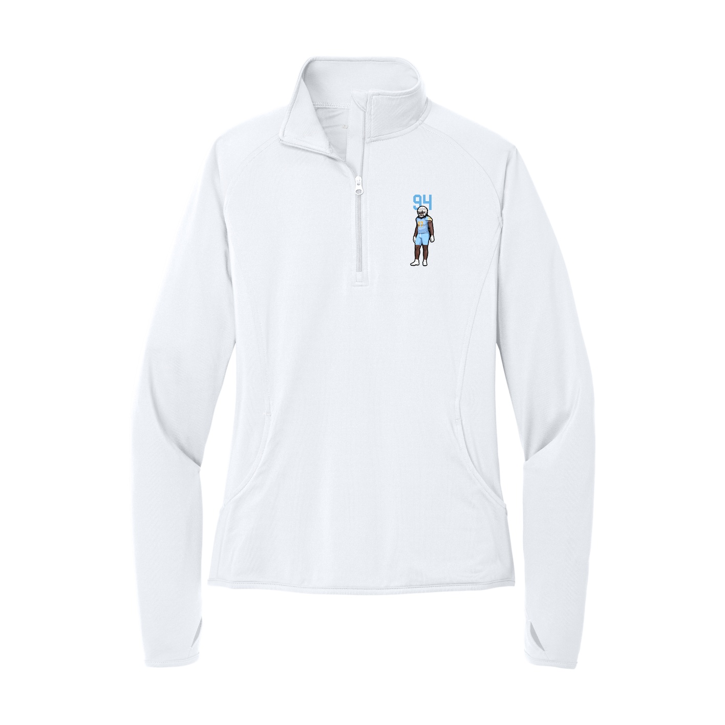 Women's Q-Zip Pullover — Number Top in White
