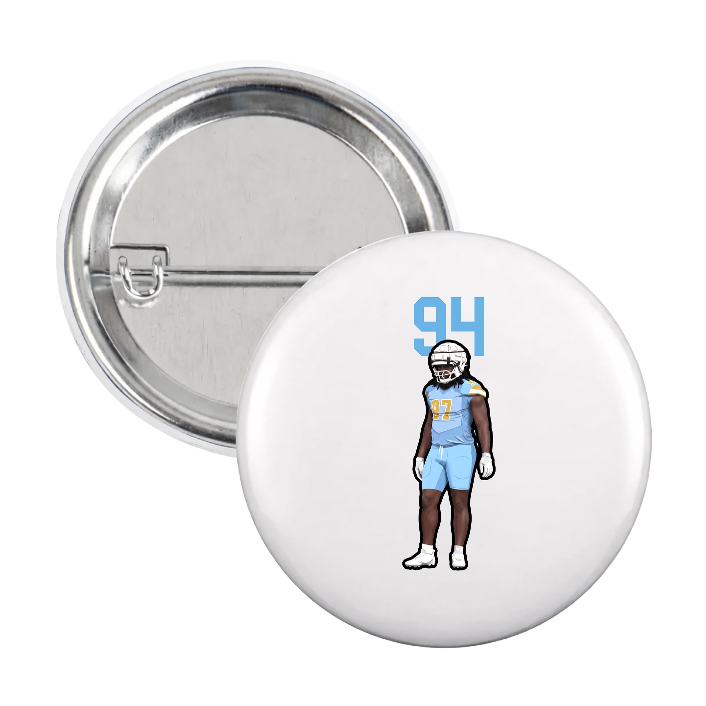 Game Day Button — Number Top in White